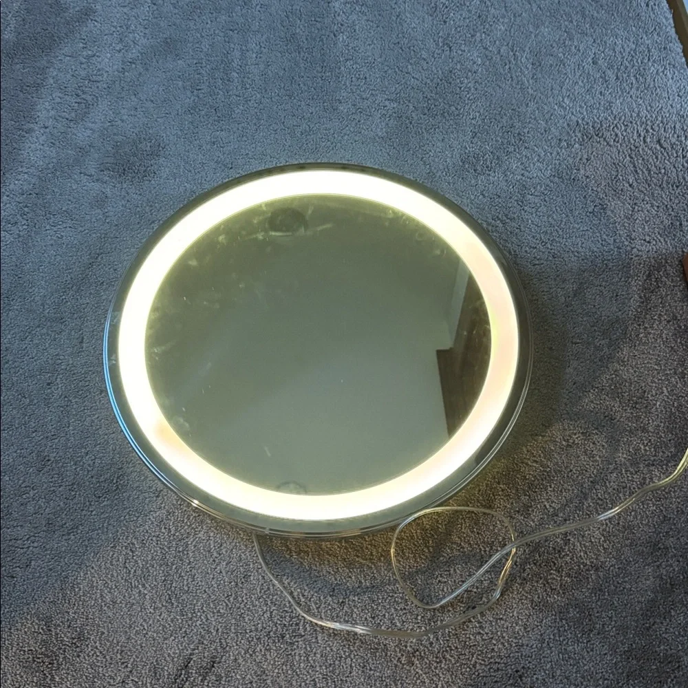 Circular 20-Inch Silver Light Up Rim Mirror